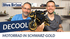 YouTube: Motorrad in schwarz-gold von Decool @BlueBrixx und jede Menge metallic-gold!