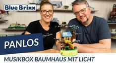 YouTube: Musikbox Baumhaus von Panlos  @BlueBrixx Group  - mit Lichterkette und Igel auf Schaukel