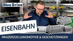 Youtube: Panzerzug Lokomotive & Geschützwagen von BlueBrixx