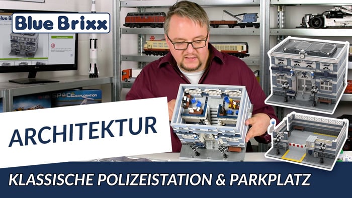 BlueBrixx klassische Polizeistation mit einem Parkplatz