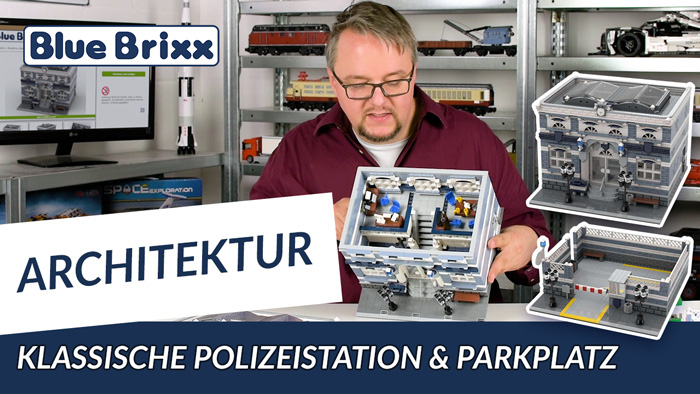 BlueBrixx klassische Polizeistation mit einem Parkplatz