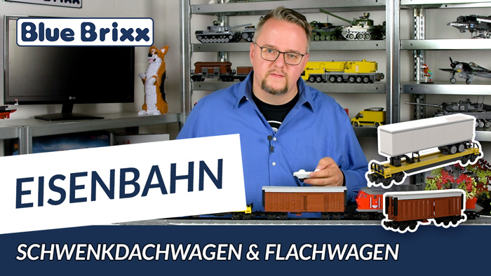 Youtube: Schwenkdachwagen und Flachwagen mit Sattelauflieger von BlueBrixx