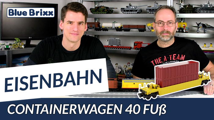 Youtube: Containerwagen 40 Fuß von BlueBrixx - US-Eisenbahn mit dem Helden der Steine!