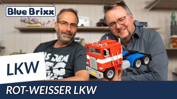 Rot weißer LKW von BlueBrixx