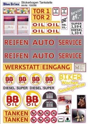 Stickerbogen für Tankstelle