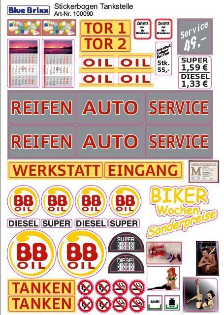 Sticker sheet for petrol station