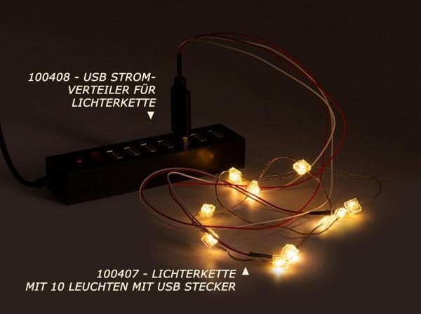 LED Lichterkette mit 10 Leuchten mit USB Stecker
