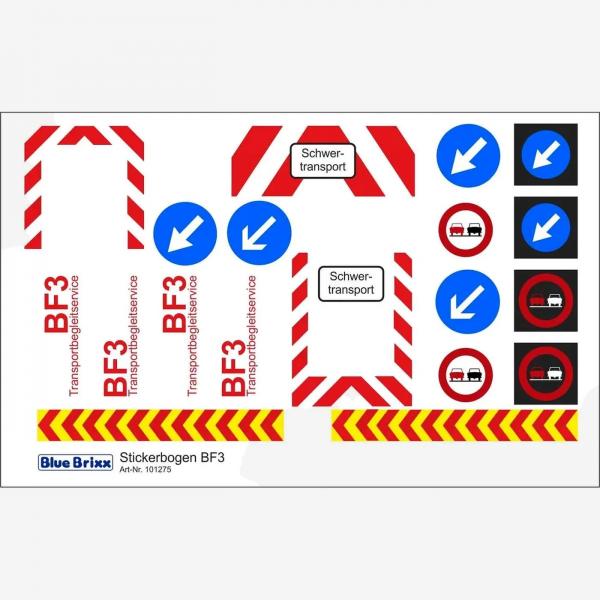 Stickerbogen für Schwertransport Begleitfahrzeug BF3