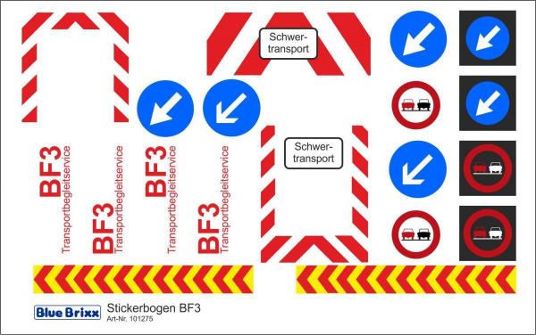 Sticker sheet for Heavy hauling accompanying vehicle BF3