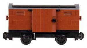 Covered boxcar, brown, with dark grey frame