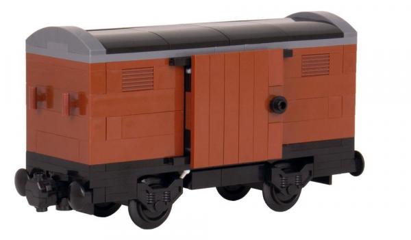 Covered boxcar, brown, with dark grey frame