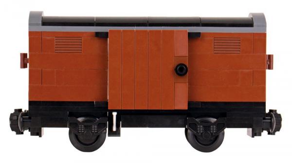 Gedeckter Güterwagen, braun, mit dunkelgrauem Rahmen