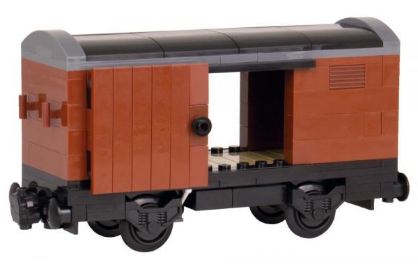 Covered boxcar, brown, with dark grey frame