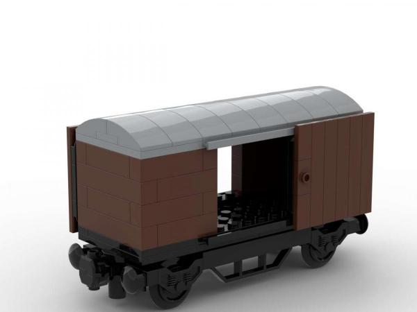 Gedeckter Güterwagen, braun mit grauem Dach 5er Set