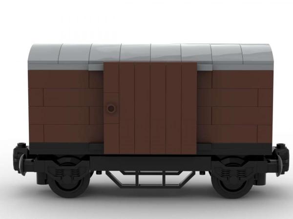 Gedeckter Güterwagen, braun mit grauem Dach 5er Set