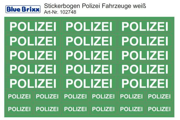 Stickerbogen für Polizeifahrzeuge