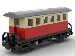 Passenger car with shelter red tan