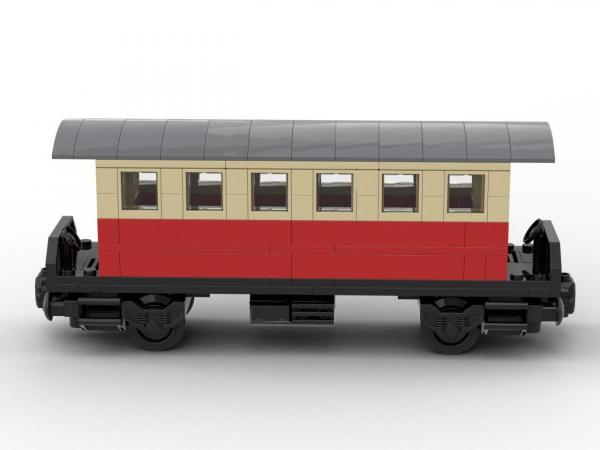 Passenger car with shelter red tan