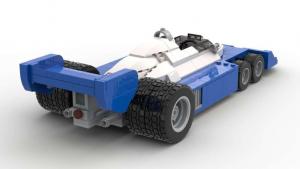 1977er sechsrädriger Formel Wagen blau/weiß