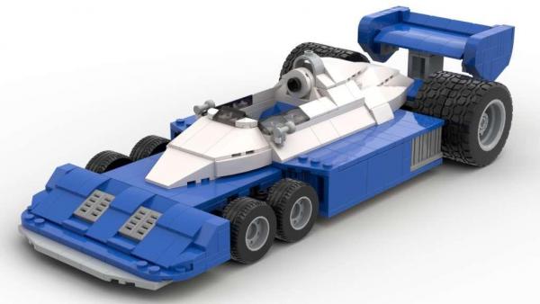 1977er sechsrädriger Formel Wagen blau/weiß