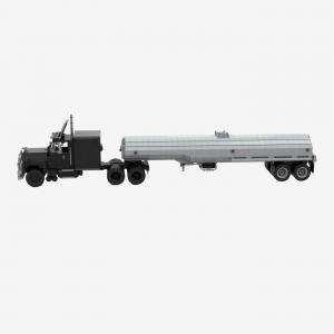 Klassischer schwarzer LKW mit Trailer