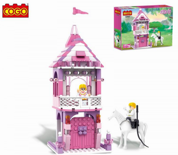 Castle tower with prince and princess