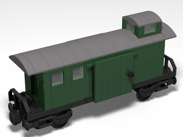 Baggage car with shelter in dark green