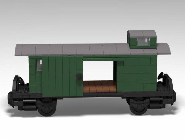 Baggage car with shelter in dark green
