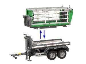 Technic hook lift trailer with two trailers