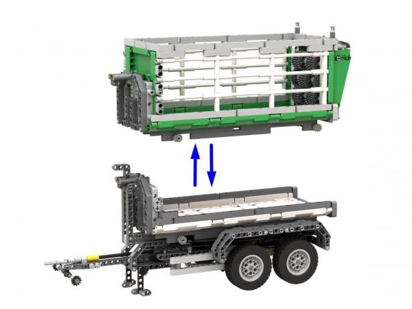 Technik Hakenlift-Anhänger mit zwei Aufliegern