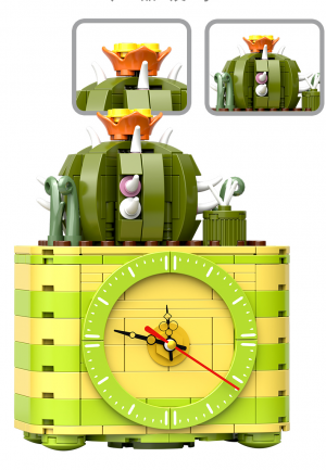 Cactus in flowerpot incl. clock
