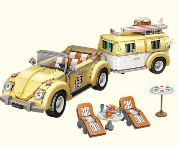 Auto mit Campingwagen (mini blocks)