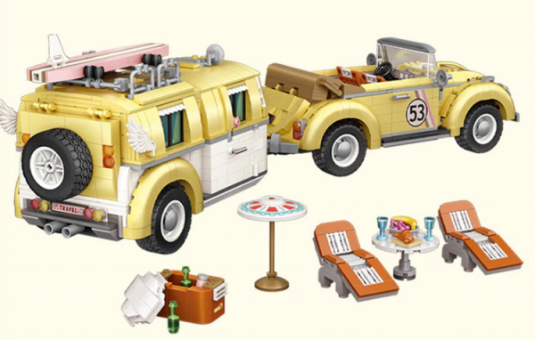 Auto mit Campingwagen (mini blocks)