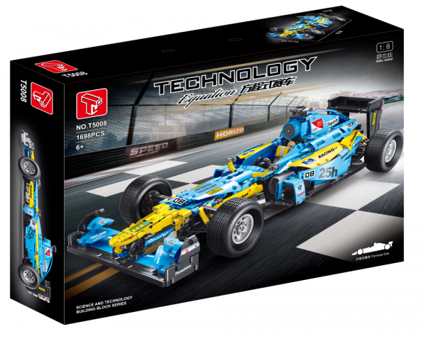 Formel-Wagen in hellblau/gelb