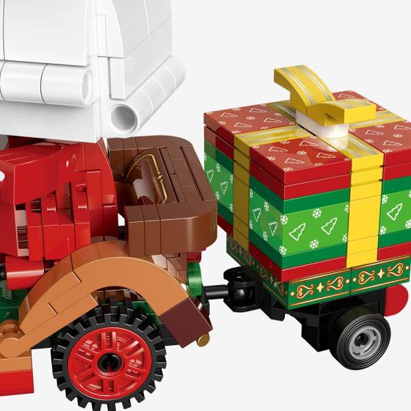 Santa drives a reindeer car