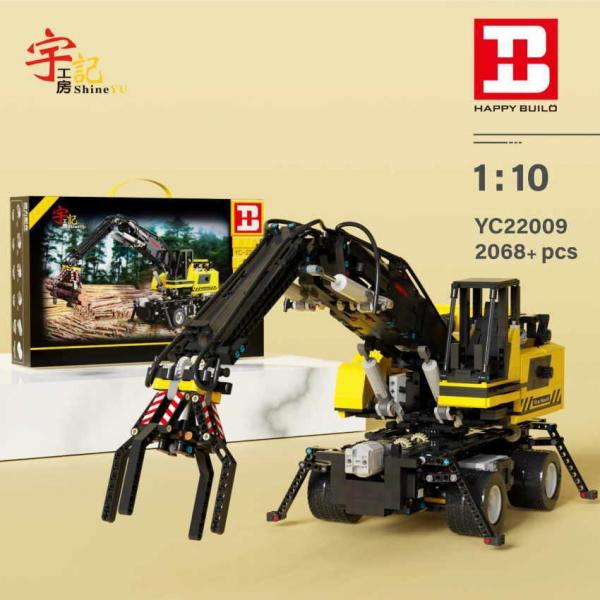 Wheel excavator with grab arm
