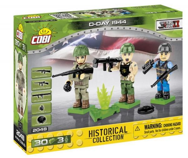 D-Day 1944 US Army soldier figures with accessories (3 pieces)