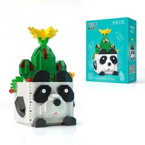 Cactus with Panda Plantpot (diamond blocks)
