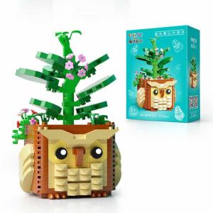 Plant with Owl Plantpot (diamond blocks)
