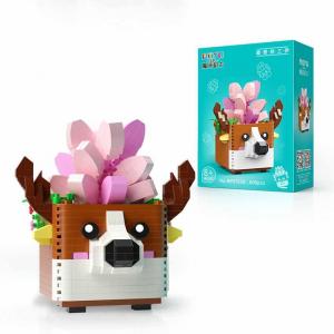 Plant with Dog Plantpot (diamond blocks)