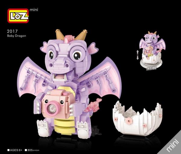 Baby Dragon light purple with camera  (mini blocks)