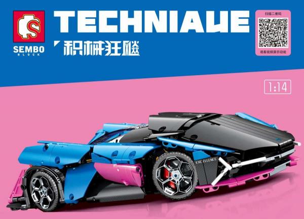 Sportscar in blue/pink/black