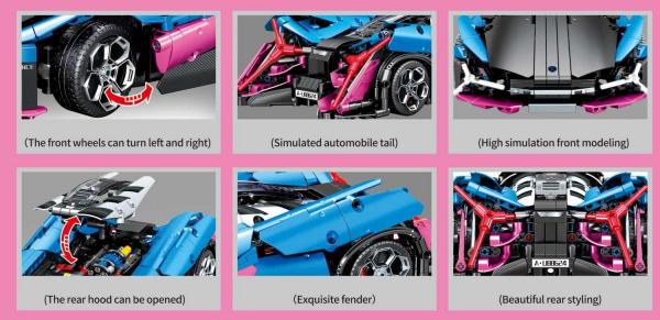 Sportscar in blue/pink/black