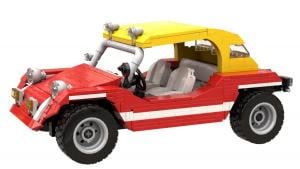 Roter Buggy mit gelbem Dach