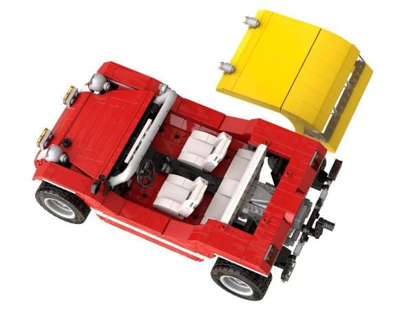 Roter Buggy mit gelbem Dach