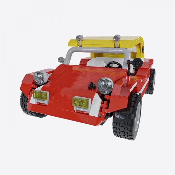 Roter Buggy mit gelbem Dach