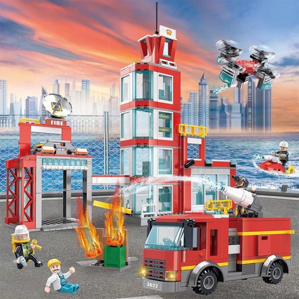 Fire station with fire truck
