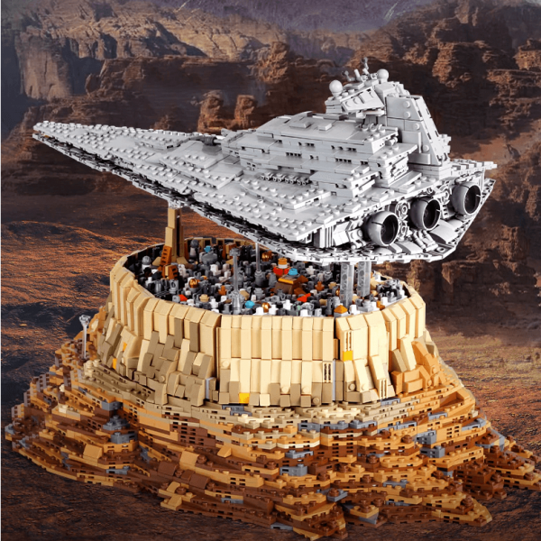 Blockade spacecraft over desert city