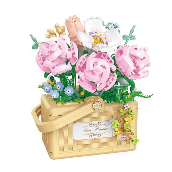 Roses in a wicker basket (mini blocks)