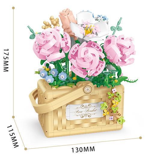 Roses in a wicker basket (mini blocks)